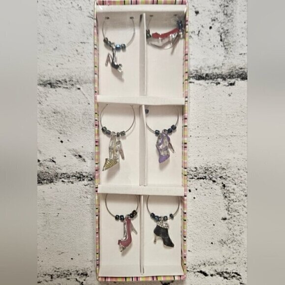 Wine Glass Charms Set of 6 New In Box. High Heels Shoes - Picture 5 of 6